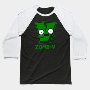 Zom-V Cute Halloween Zombie Alphabet Pun Baseball T-Shirt